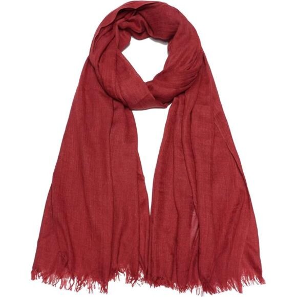 Women Scarfs Lightweight Linen 75”×43”, Red - Picture 2 of 4